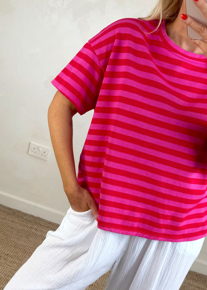 Dylan striped Tee - pink/pink-The Style Attic