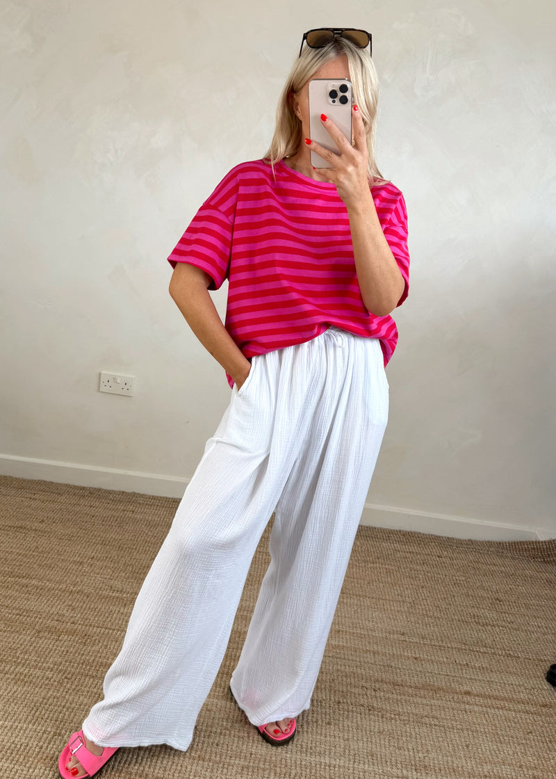 Dylan striped Tee - pink/pink-The Style Attic