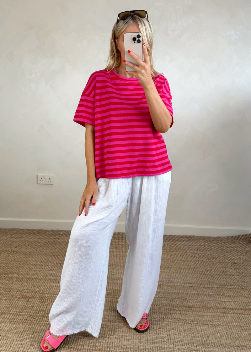 Dylan striped Tee - pink/pink-The Style Attic