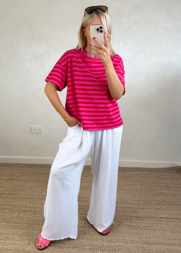 Dylan striped Tee - pink/pink-The Style Attic