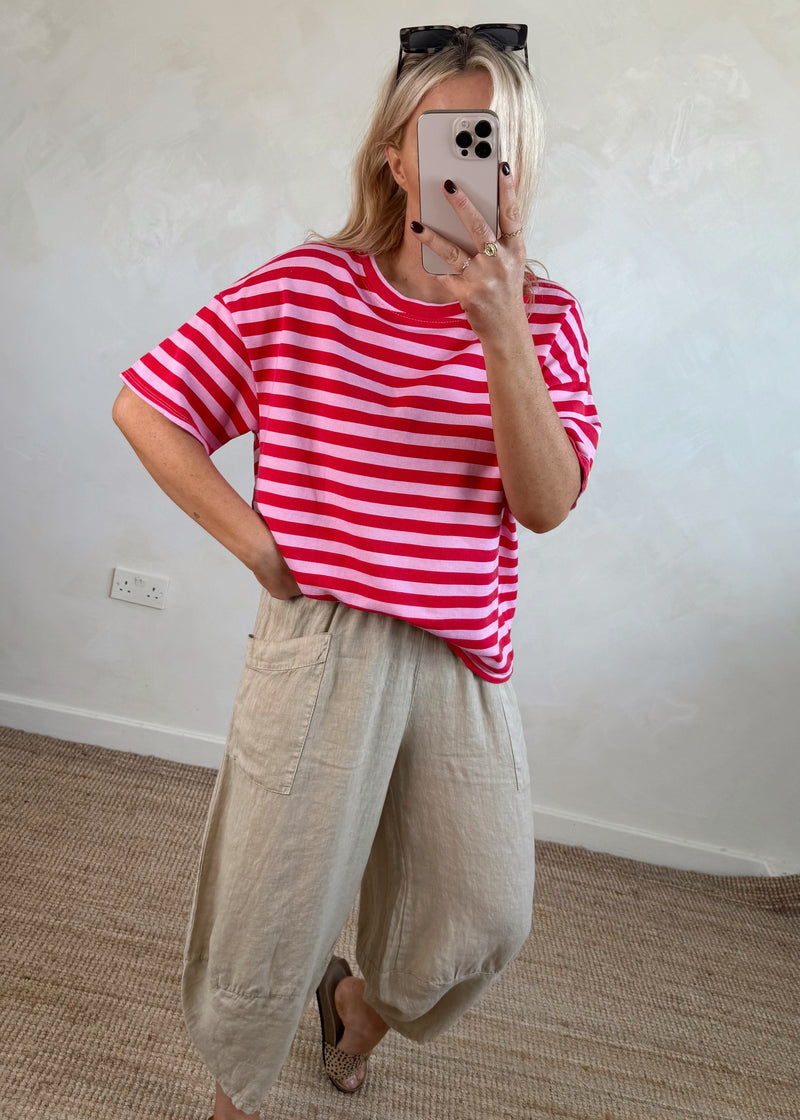 Dylan striped Tee - red/pink-The Style Attic