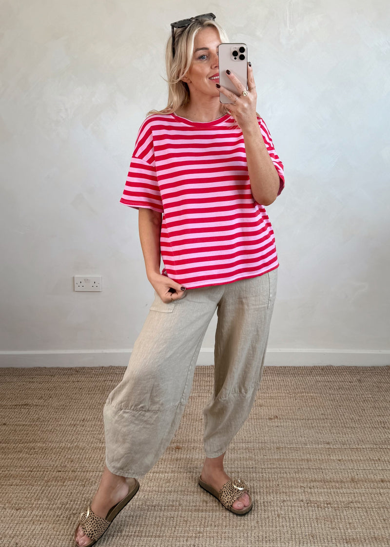 Dylan striped Tee - red/pink-The Style Attic