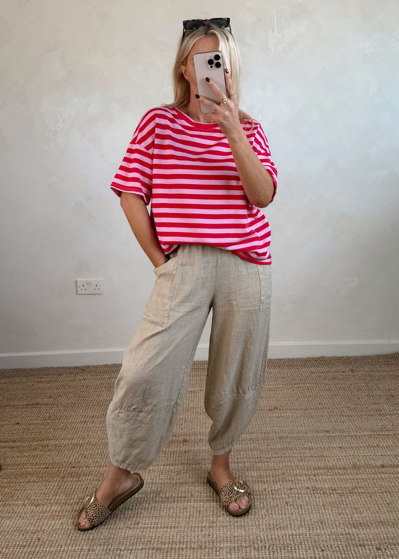 Dylan striped Tee - red/pink-The Style Attic