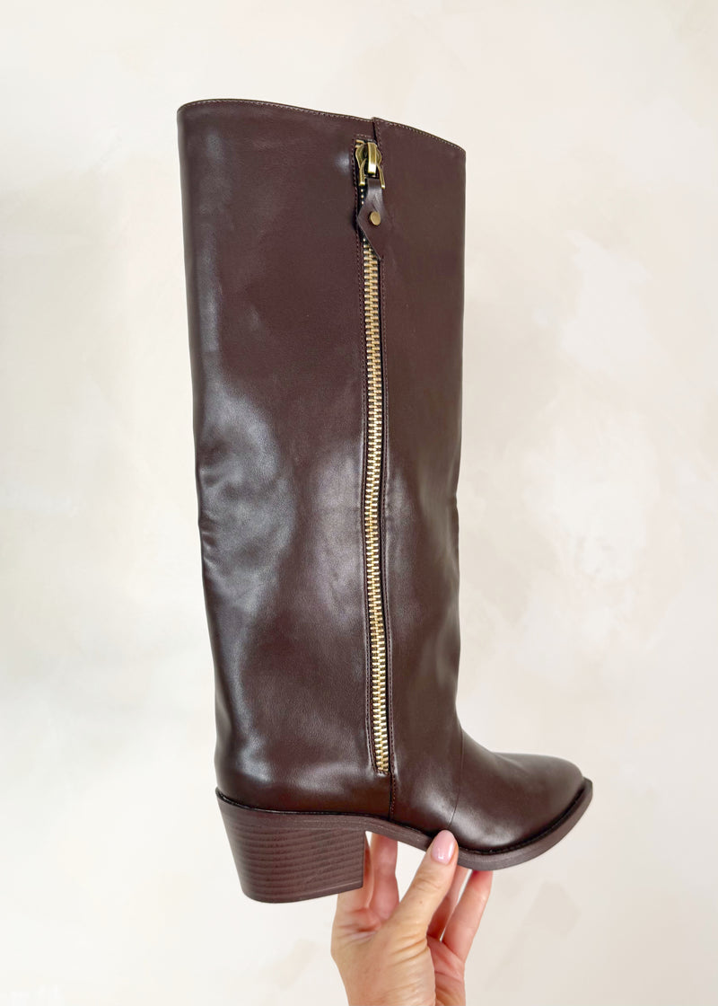 Eastwood zip boots - chocolate-The Style Attic
