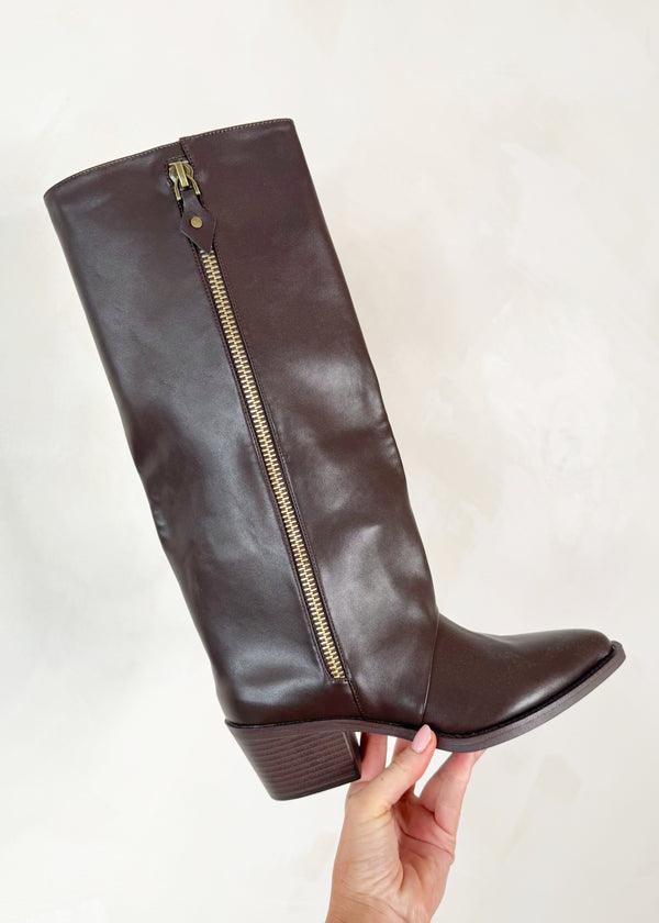 Eastwood zip boots - chocolate-The Style Attic