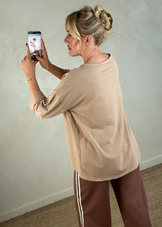 Easy sweater tee - Beige-The Style Attic