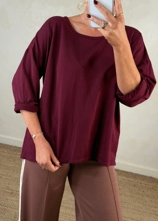 Easy sweater tee - Merlot-The Style Attic