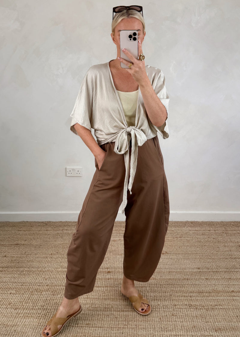 Easy tie top - beige-The Style Attic