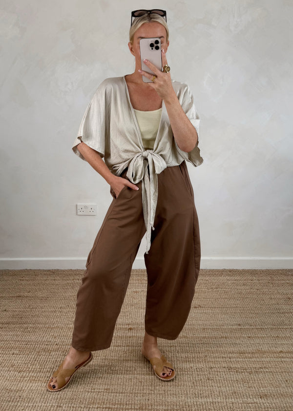 Easy tie top - beige-The Style Attic