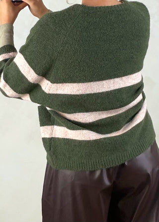 Eddie striped knit - Khaki-The Style Attic