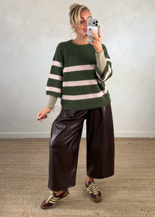 Eddie striped knit - Khaki-The Style Attic