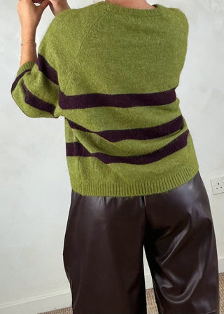 Eddie striped knit - Olive-The Style Attic