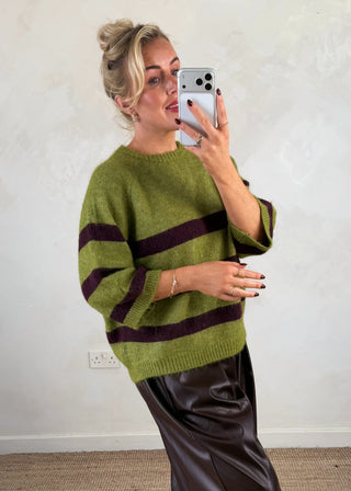 Eddie striped knit - Olive-The Style Attic