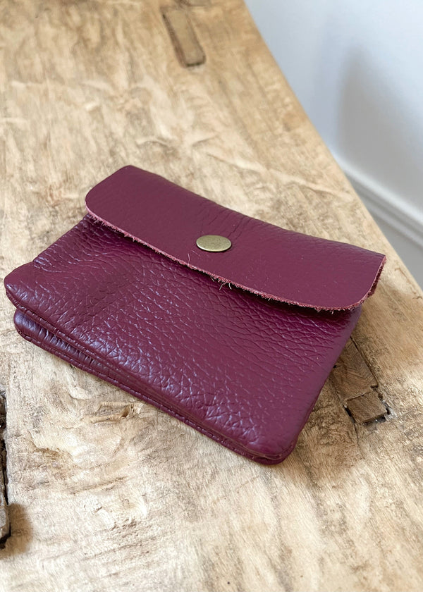 Effie Leather coin purse - Merlot-The Style Attic