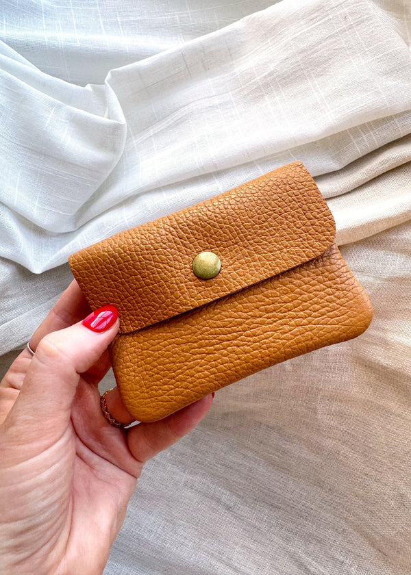 Effie Leather coin purse - light tan-The Style Attic