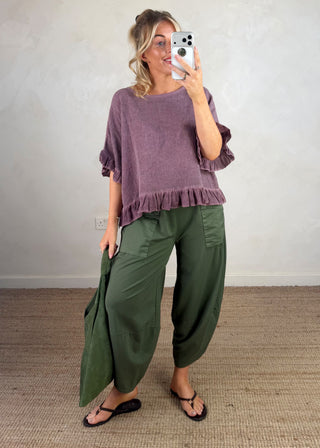 Elissa frill linen top - Heather-The Style Attic