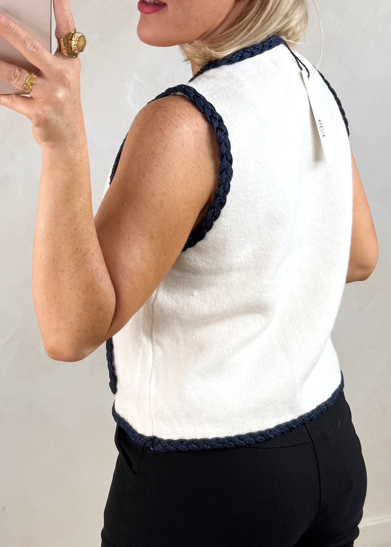 Elizabeth denim vest - cream-The Style Attic