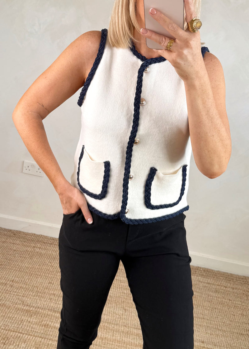 Elizabeth denim vest - cream-The Style Attic
