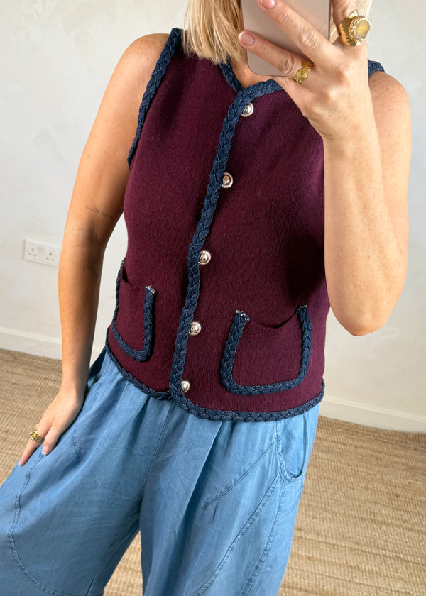 Elizabeth denim vest - damson-The Style Attic