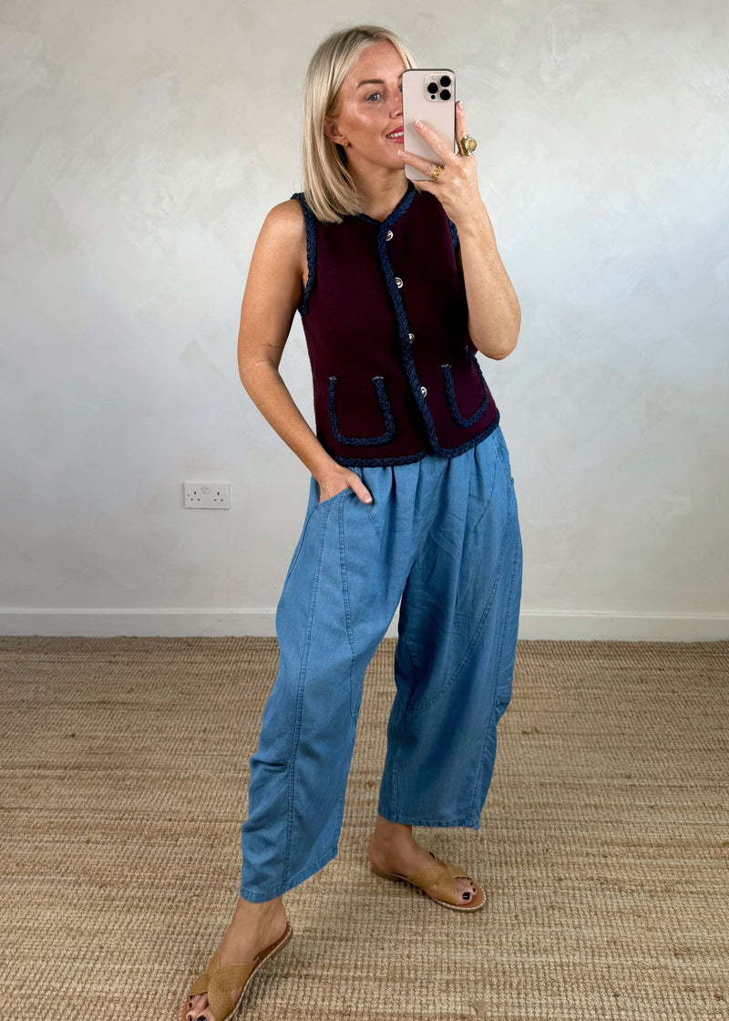 Elizabeth denim vest - damson-The Style Attic