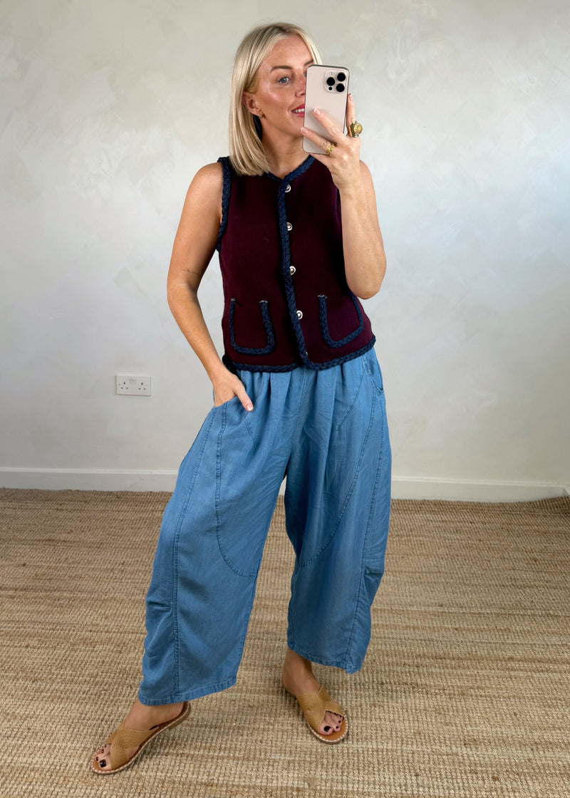 Elizabeth denim vest - damson-The Style Attic