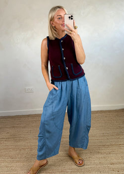 Elizabeth denim vest - damson-The Style Attic