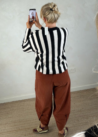 Ella stripe knit - Black/cream-The Style Attic