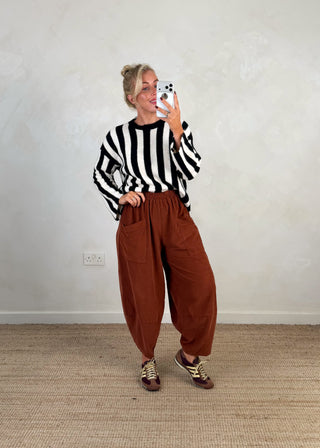 Ella stripe knit - Black/cream-The Style Attic