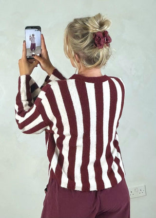 Ella stripe knit - Red/pink-The Style Attic