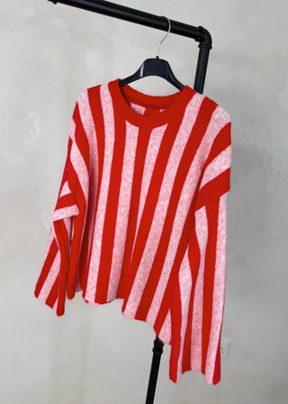 Ella stripe knit - Red/pink-The Style Attic
