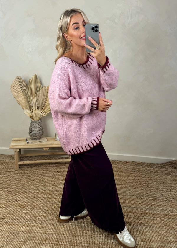 Elle stitch knit - merlot/pink 2-The Style Attic