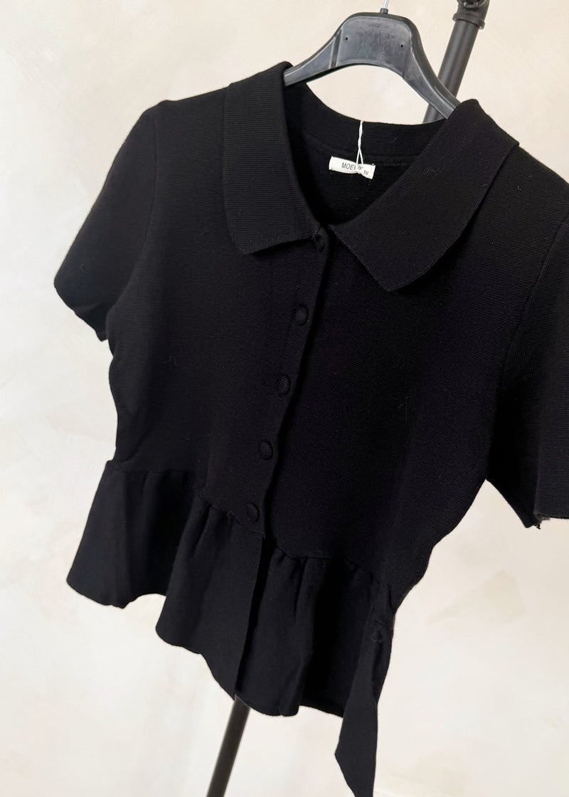 Ellie peplum knit - black-The Style Attic
