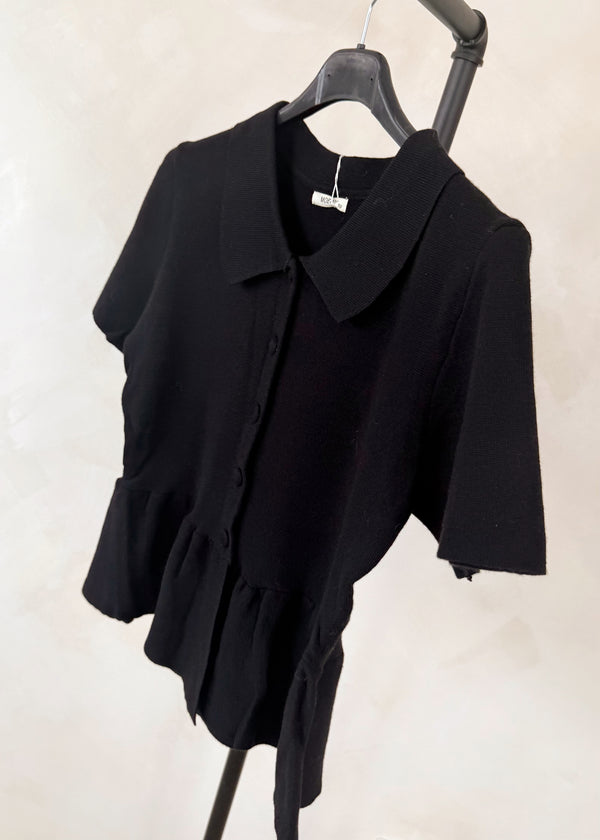 Ellie peplum knit - black-The Style Attic