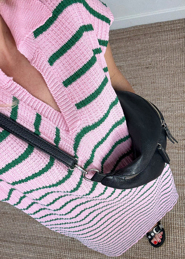 Ellie striped dress - blush pink/green-The Style Attic
