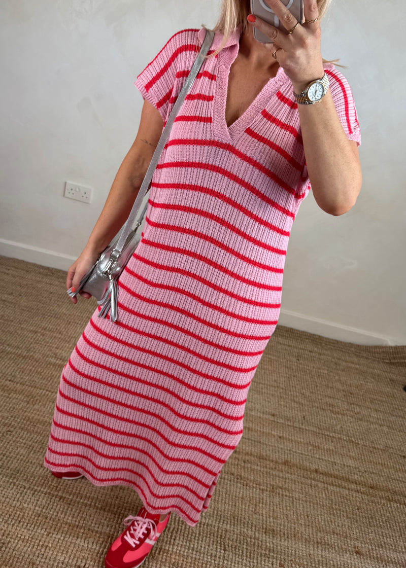 Ellie striped dress - pink/red-The Style Attic