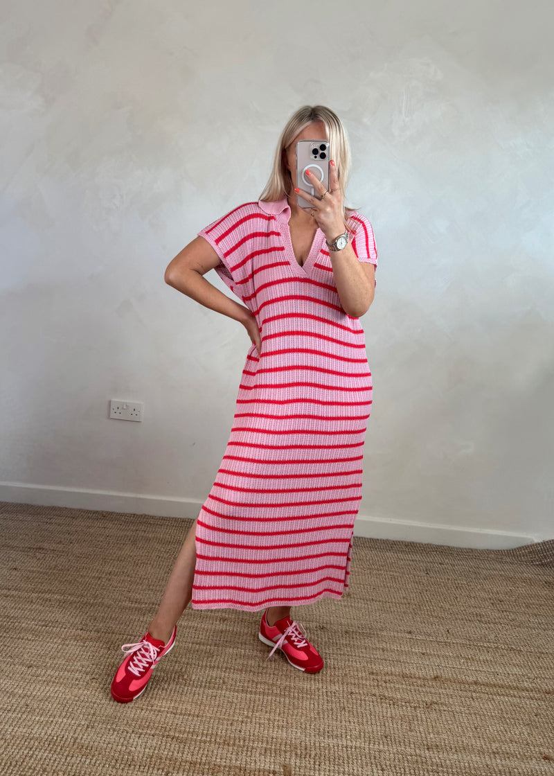 Ellie striped dress - pink/red-The Style Attic
