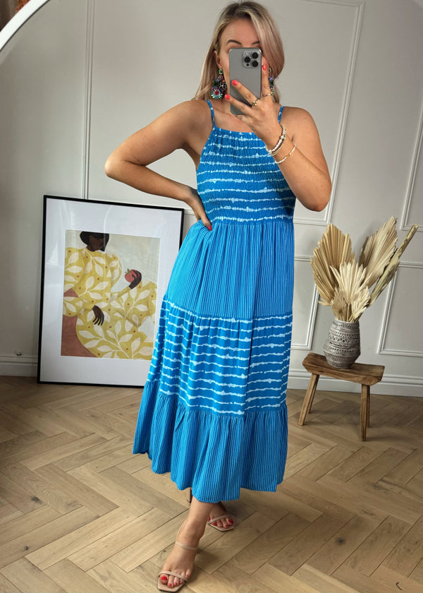 Elma Striped sundress - cerulean-The Style Attic