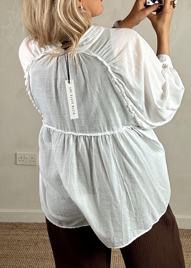 Elodie cotton blouse - white-The Style Attic
