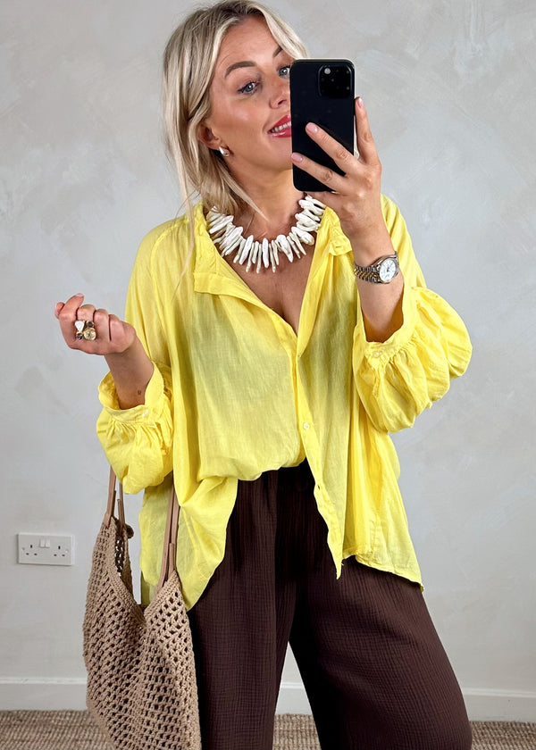 Elodie cotton blouse - yellow-The Style Attic
