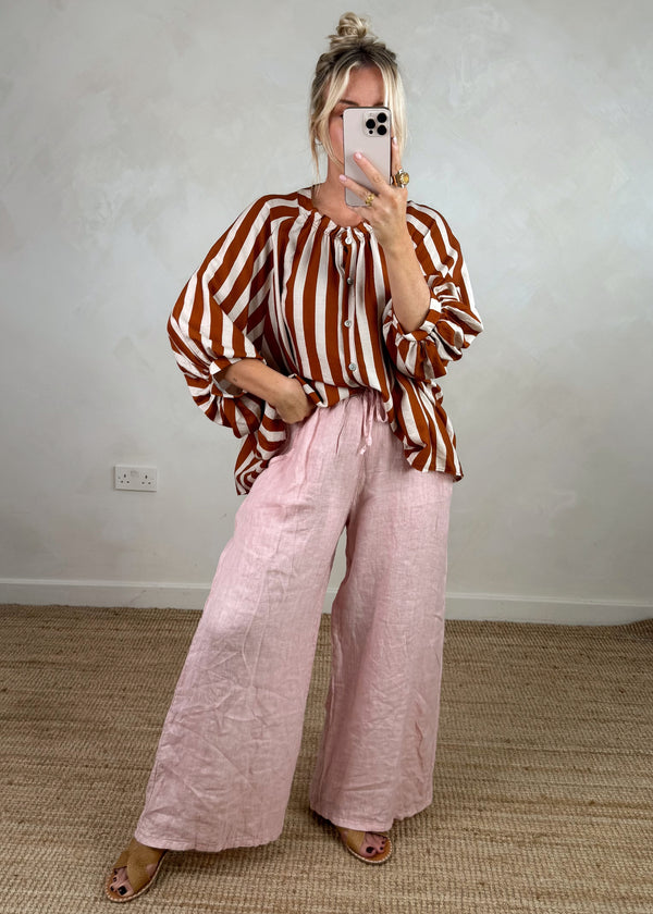 Elodie striped blouse - rust/cream-The Style Attic