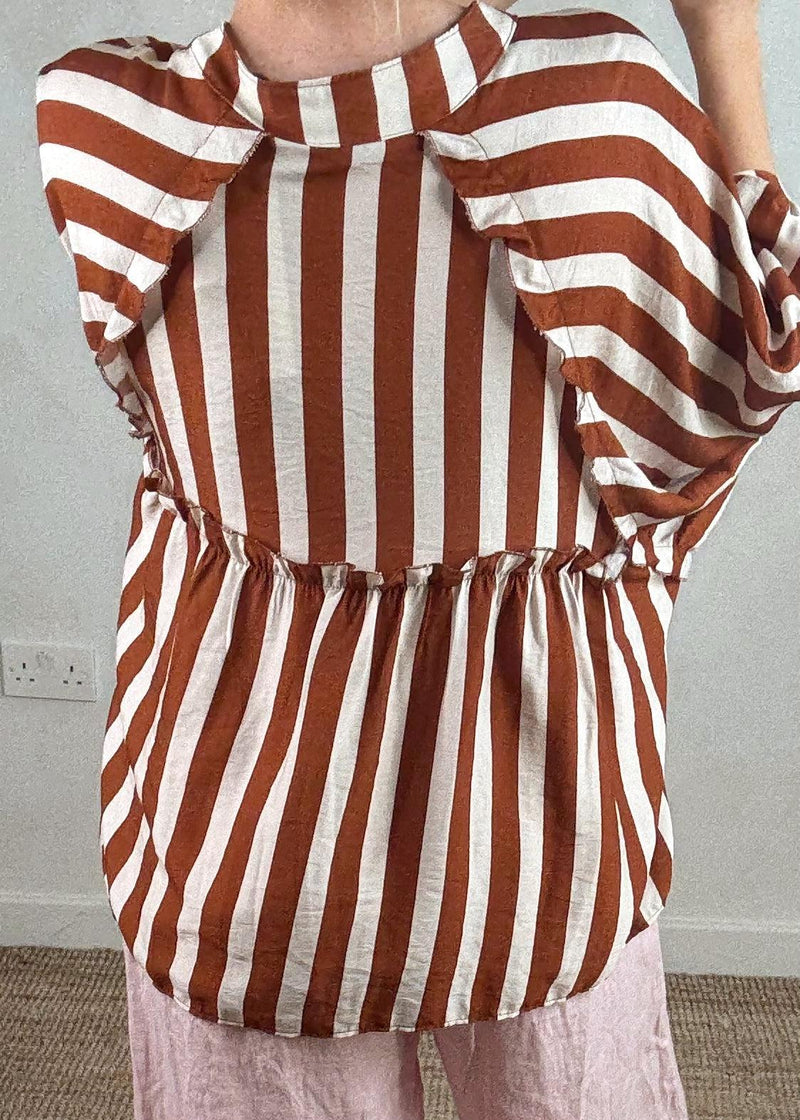 Elodie striped blouse - rust/cream-The Style Attic