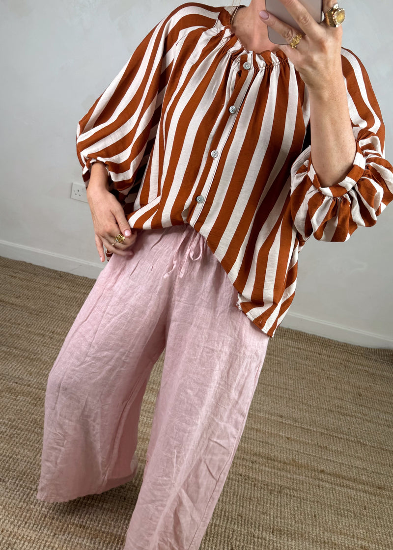 Elodie striped blouse - rust/cream-The Style Attic