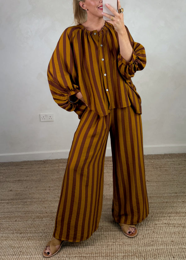 Elodie striped blouse - rust/mustard-The Style Attic