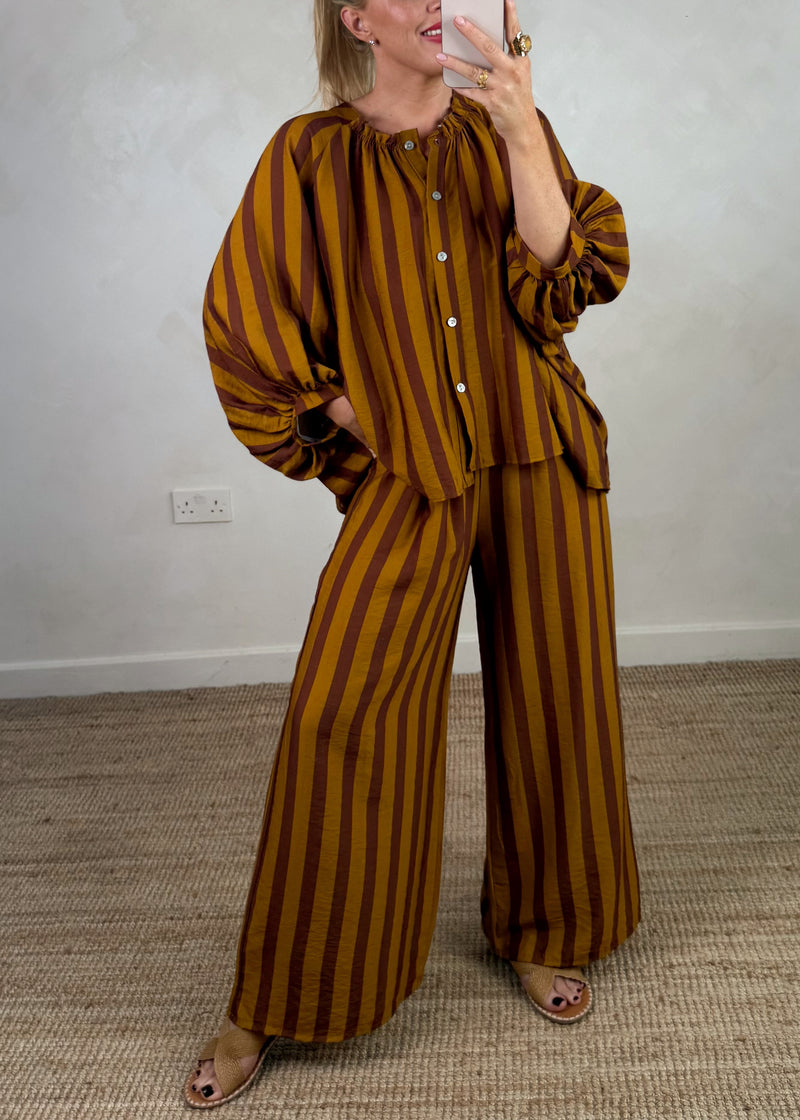 Elodie striped blouse - rust/mustard-The Style Attic