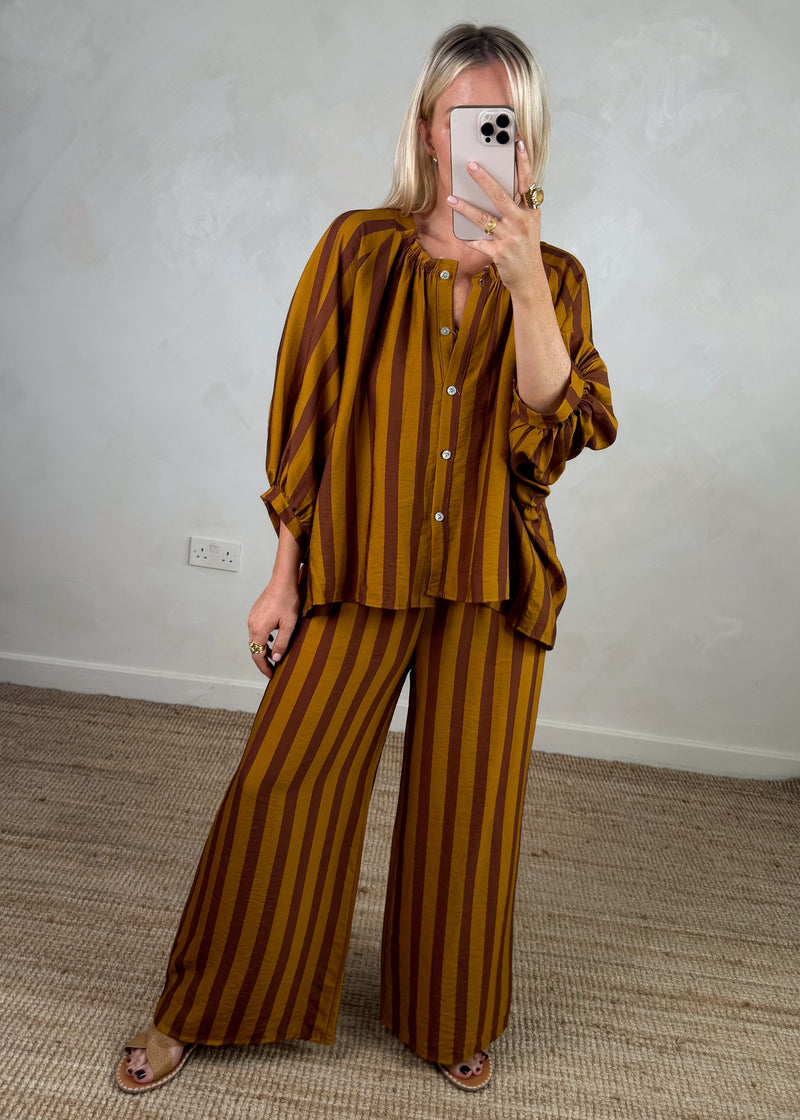 Elodie striped blouse - rust/mustard-The Style Attic
