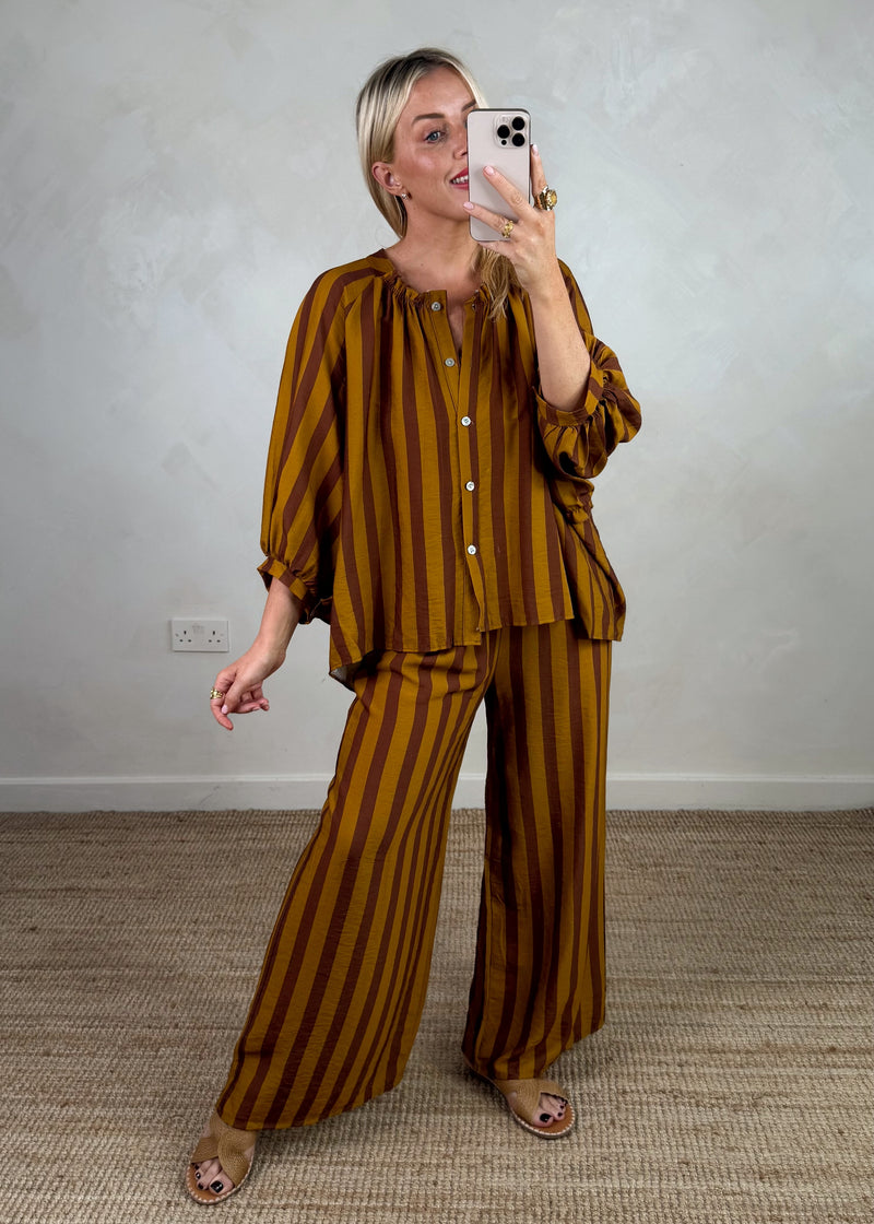 Elodie striped blouse - rust/mustard-The Style Attic