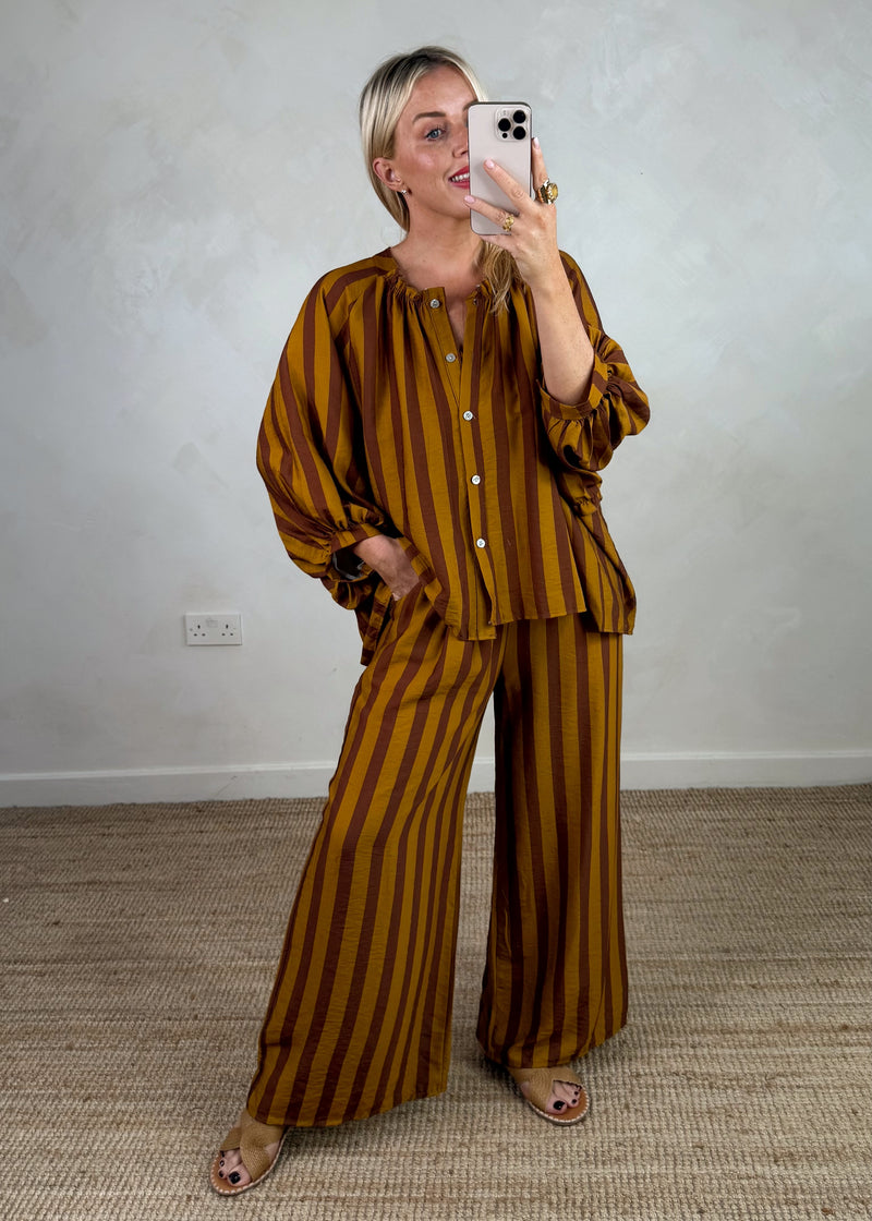 Elodie striped blouse - rust/mustard-The Style Attic