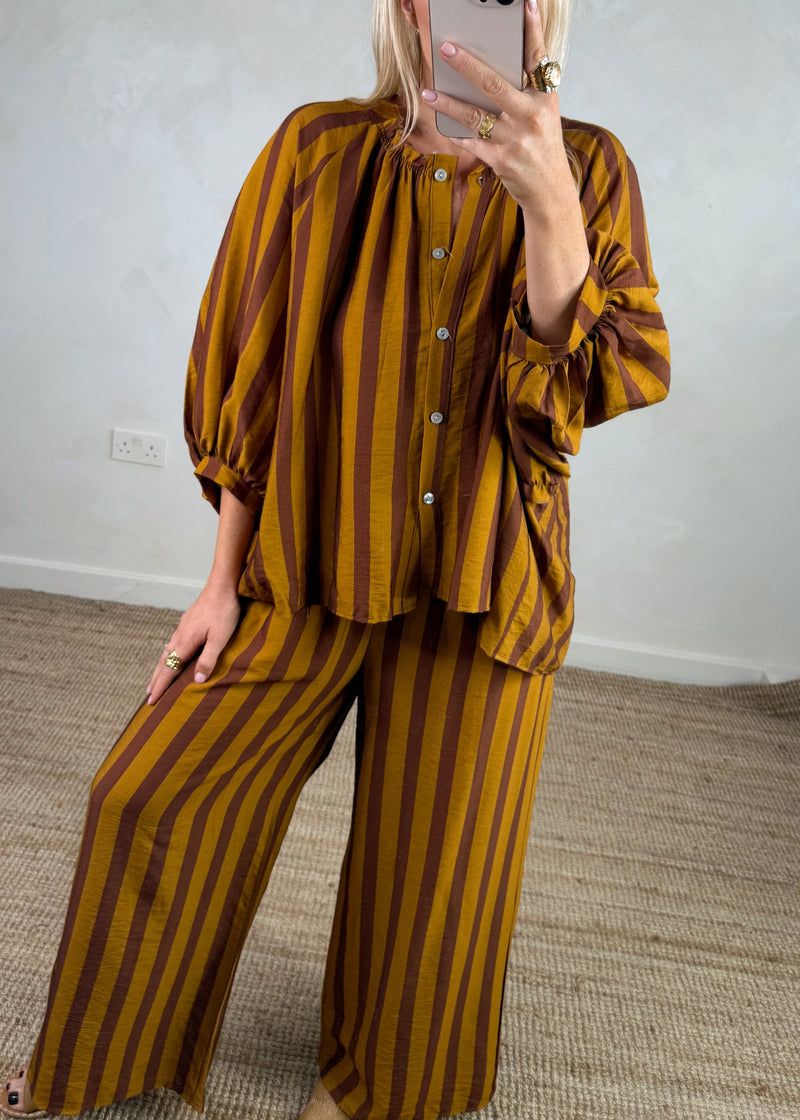 Elodie striped blouse - rust/mustard-The Style Attic