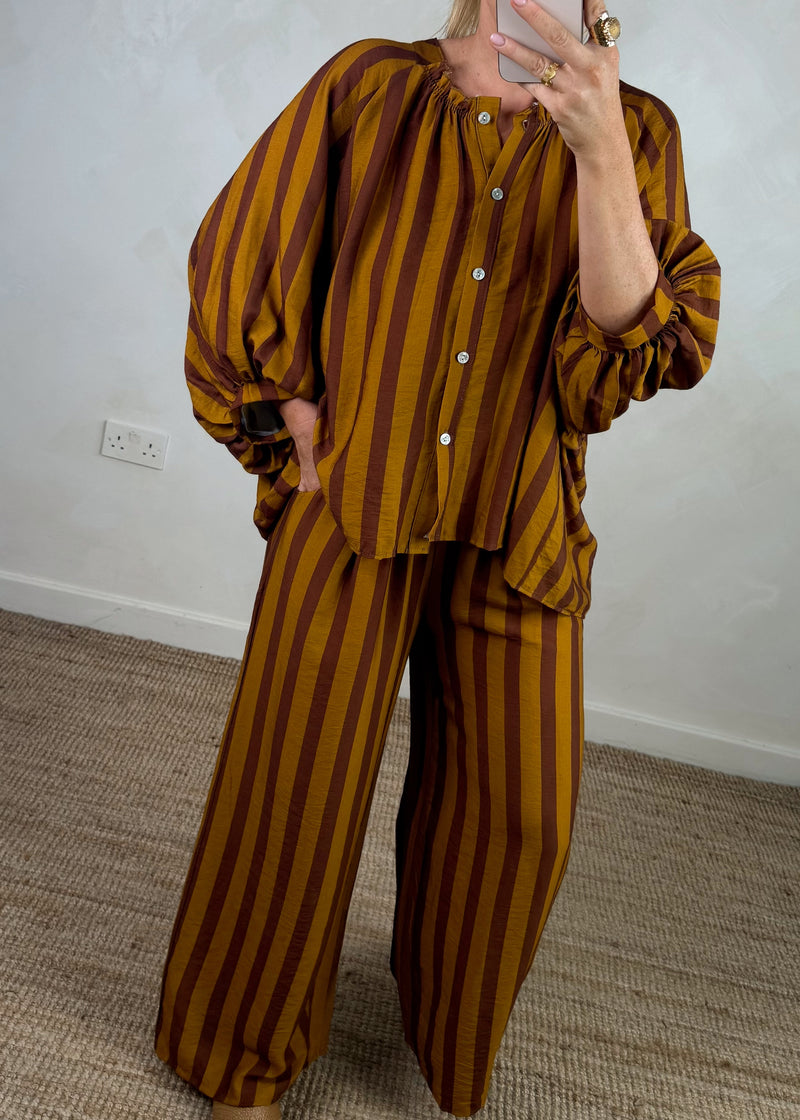 Elodie striped blouse - rust/mustard-The Style Attic