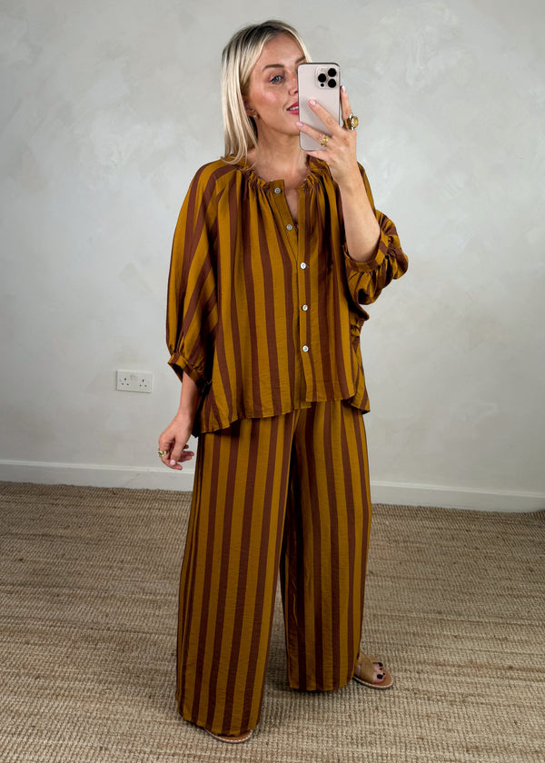 Elodie striped blouse - rust/mustard-The Style Attic